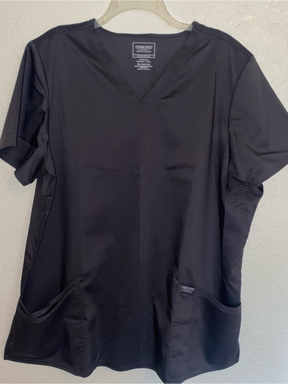Scrubs Cherokee Workwear Revolution V-Neck  Top and Tall Grey 2X Plus Pants Set